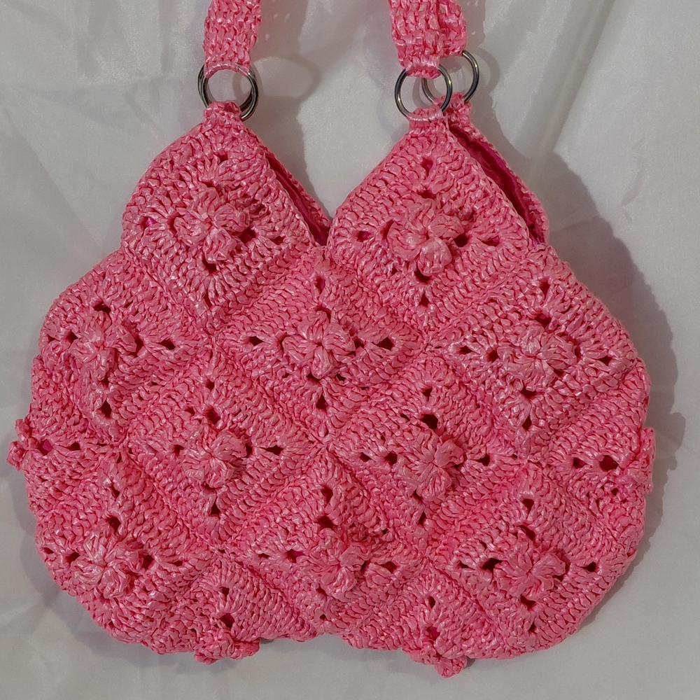 Source Unknown Vibrant Pink Crochet Shoulder Bag
